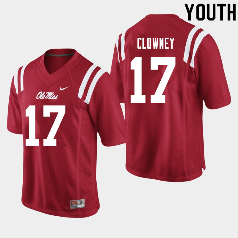 Demon Clowney Ole Miss Rebels NCAA Youth Red #17 Stitched Limited College Football Jersey RYV8558HG